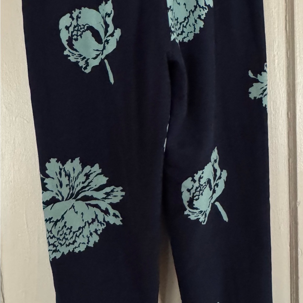 J. Crew Navy and Teal Floral Cropped Pants